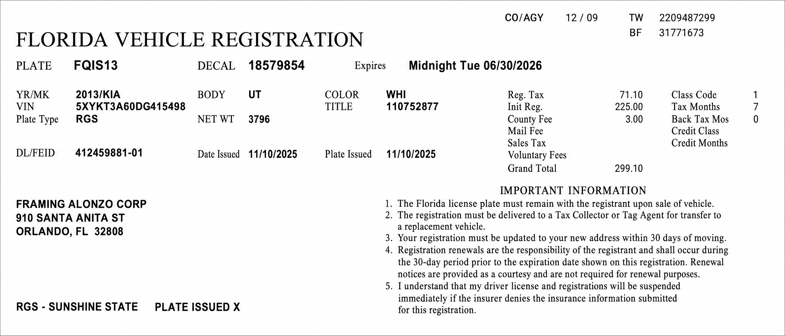 FL Registration